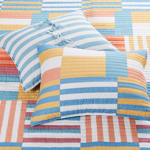 Sol Stripe Patchwork Full/Queen Quilt Set