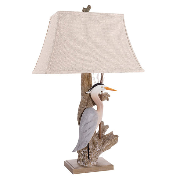 Heron Driftwood Table Lamp