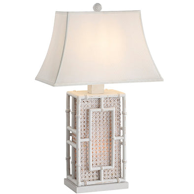 Bamboo Wicker Antique White Table Lamp