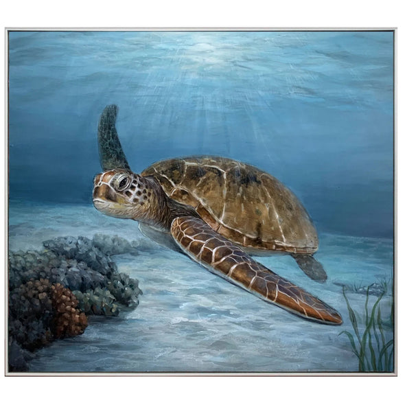 Cruising Turtle Framed Canvas Art