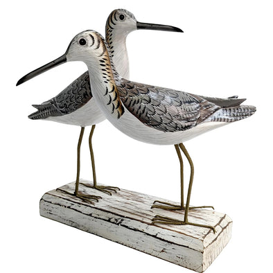 Sandpipers On Wood Figurine