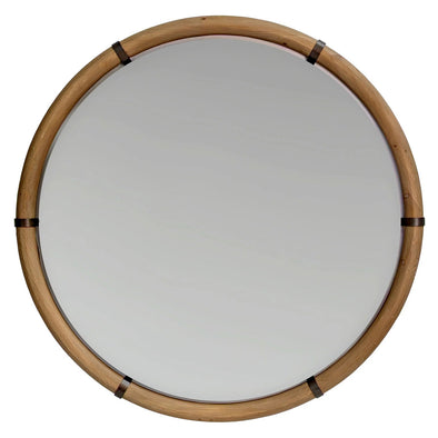 Traditional Wood Round Mirror