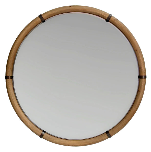 Traditional Wood Round Mirror