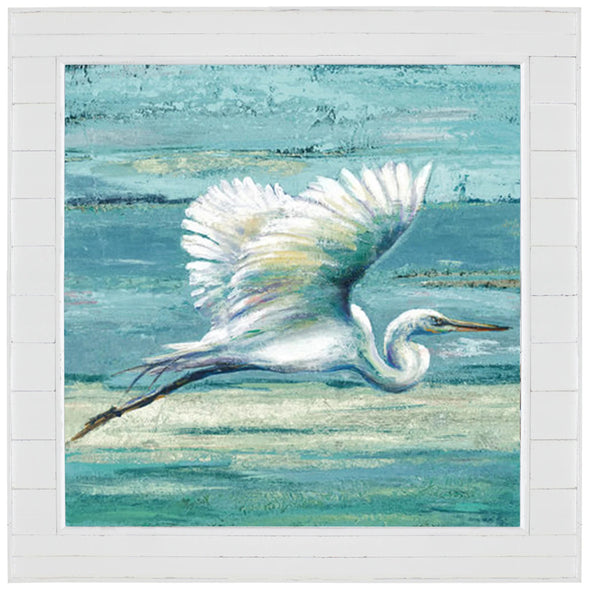 Flying Crane Shiplap Framed Art