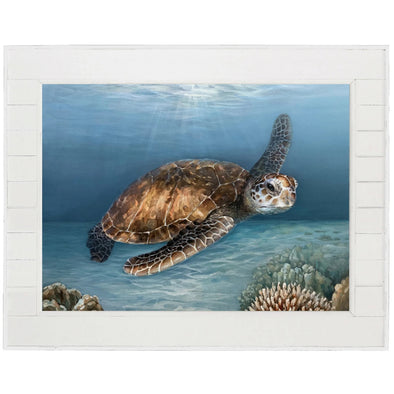 Sea Turtle Voyage Shiplap Framed Art