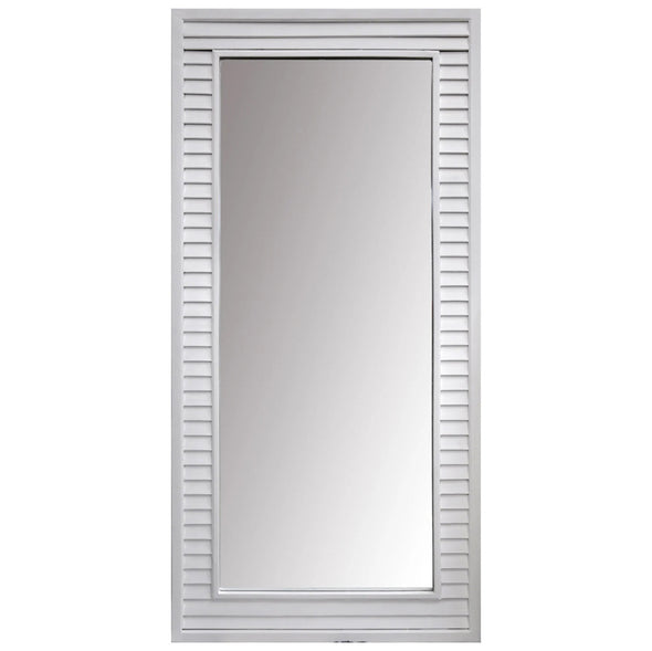 Louvered White Mirror Large