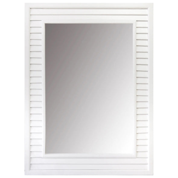 Louvered White Mirror Medium