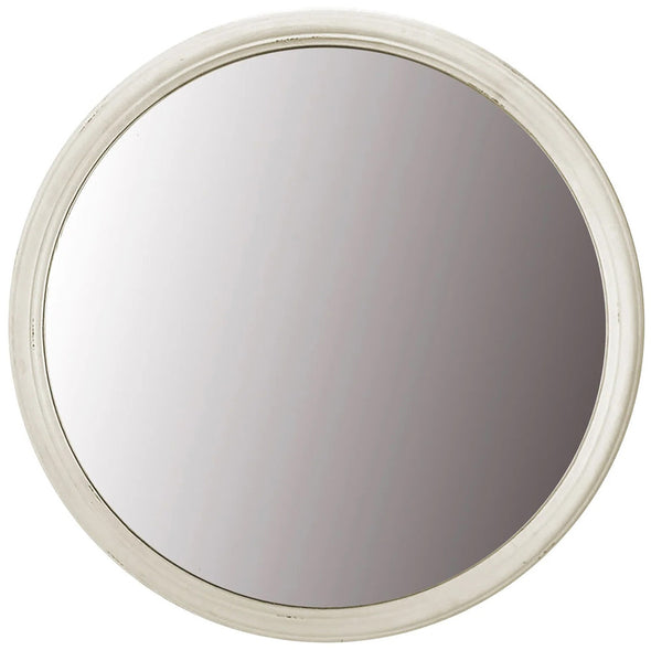 Seaside Round White Distressed Mirror