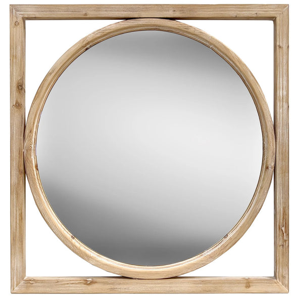 Squaring the Circle Wood Mirror