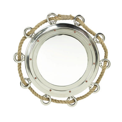 Silver Porthole Rope Mirror Small