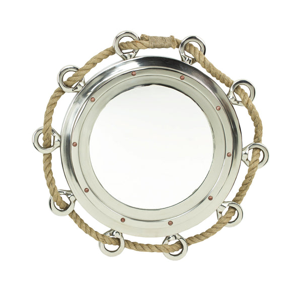 Silver Porthole Rope Mirror Small