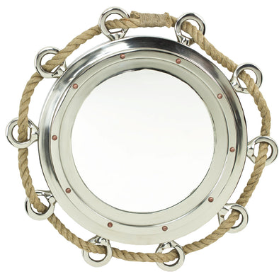 Silver Porthole Rope Mirror Large