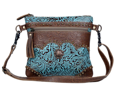 Turquoise Leather Shoulder Bag