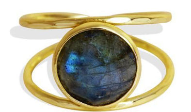 Labrodorite Natural Stone & Brass Ring