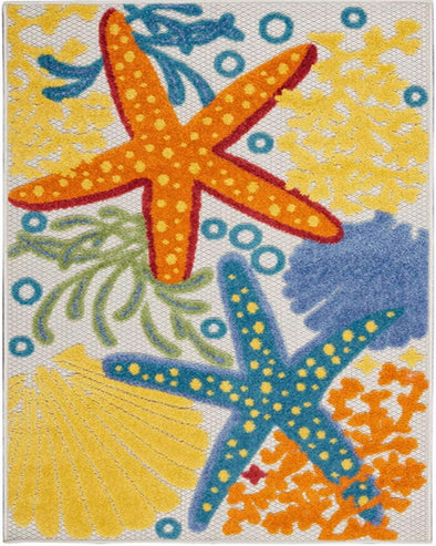 3.6 x 5.6 Starfish Multicolor Indoor / Outdoor Rug