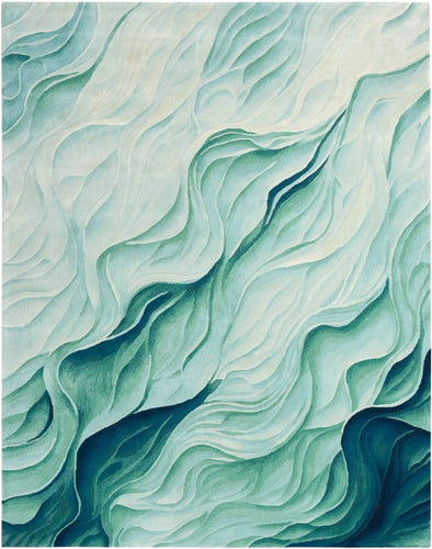 7.9 x 9.9 Green Silver Prismatic Indoor Rug