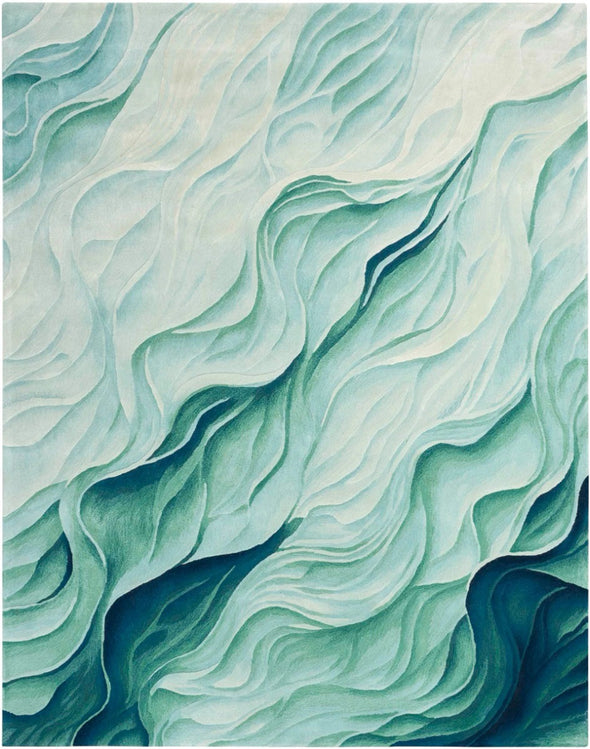 7.9 x 9.9 Green Silver Prismatic Indoor Rug