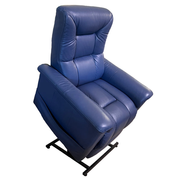 Navy Leather Power Lift Recliner with Power Headrest and Lumbar