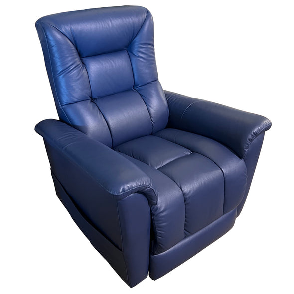 Navy Leather Power Lift Recliner with Power Headrest and Lumbar