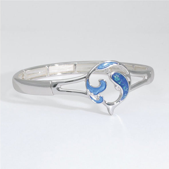 Blue Dolphin Silver Stretch Bracelet