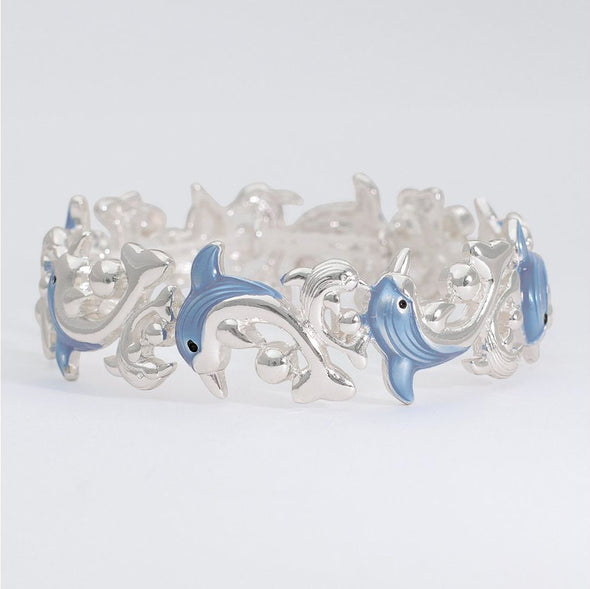 Dancin' Dolphin Silver Stretch Bracelet