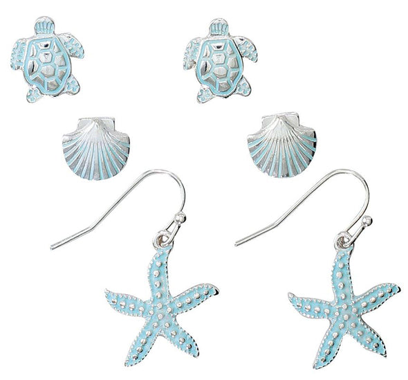 Sea Life Aqua Trio Earrings