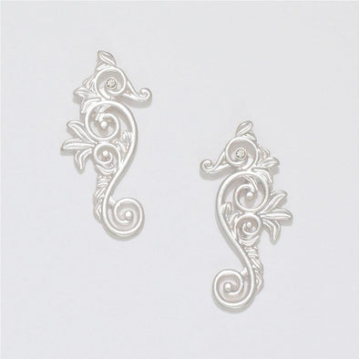 Silver Seahorse Filigree Earrings