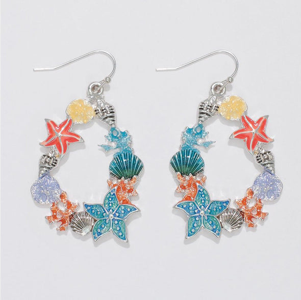 Sparkling Sealife Teardrop Earrings