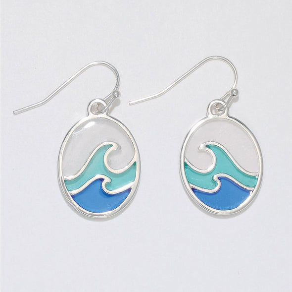 Blue Waves Silver Earrings