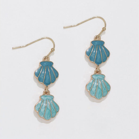 Scallop Shell Blue Earrings