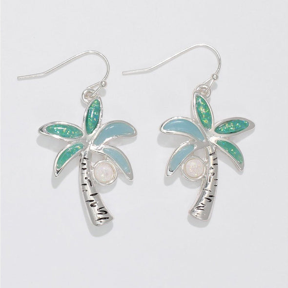 Palm Tree Silver Earrings