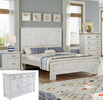 Sandbar Bedoom Collection in Weathered White