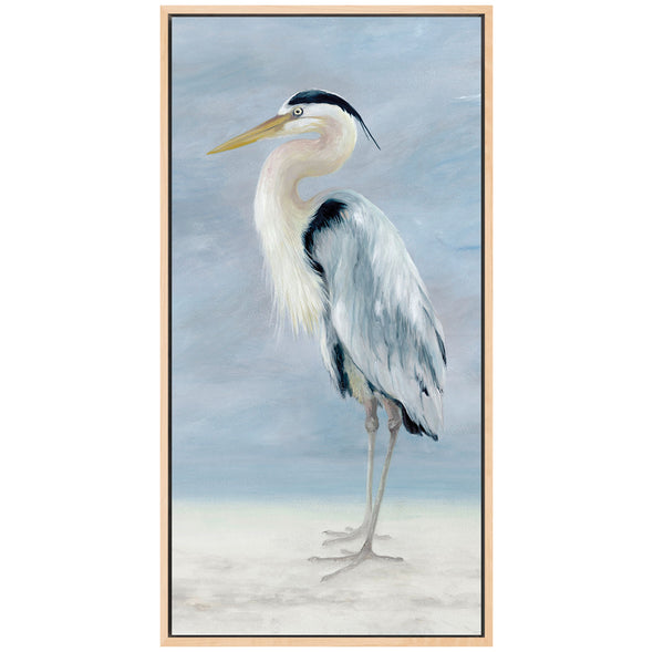 Coastal Calm Heron Framed Canvas Art