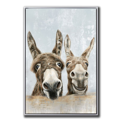 The Donkey Couple Framed Canvas Art