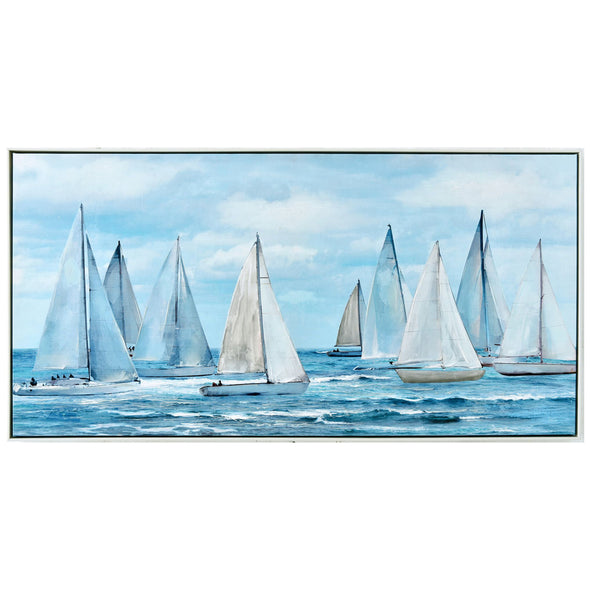 Blue Sails Framed Canvas Art