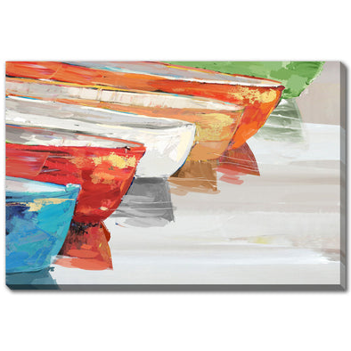 Shades Of Happy Boats Canvas Art