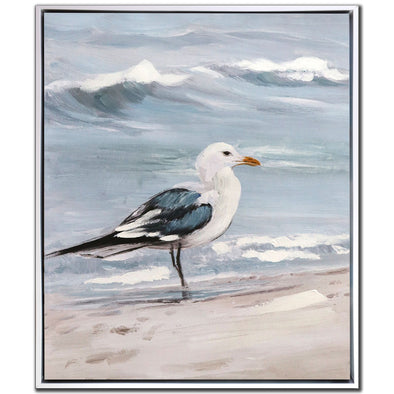 Shoreline Seagull Framed Canvas Art