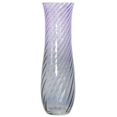 Slim Spiral Clear Purple Glass Vase