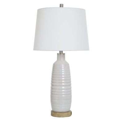 White Wash Ceramic USB Table Lamp