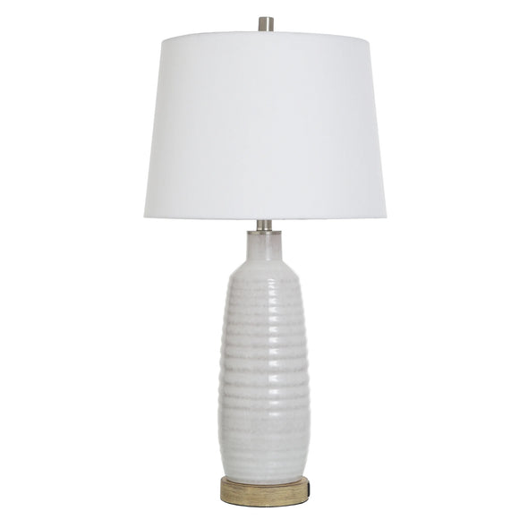 White Wash Ceramic USB Table Lamp