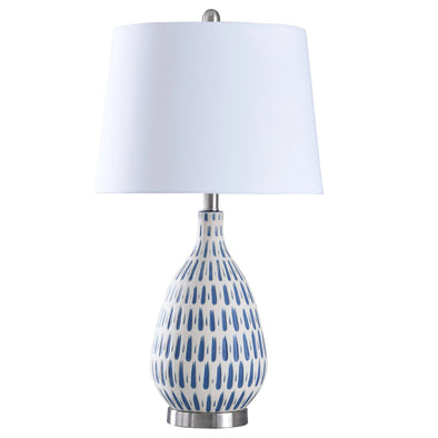 Blue and White Painted Ceramic Table Lamp