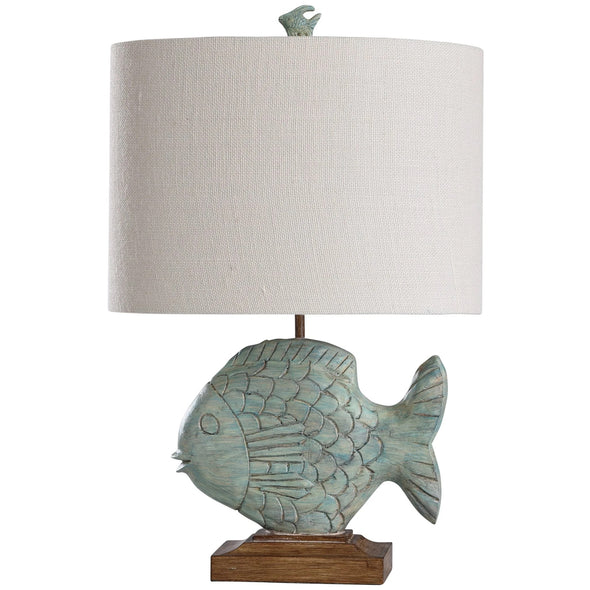 Coastal Cast Blue Green Fish Table Lamp