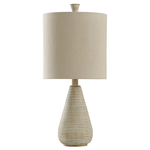 Natural White Ridged Table Lamp