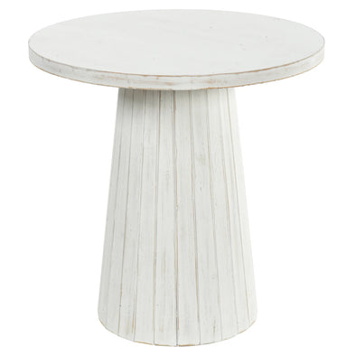 White Wash Wood Carved End Table