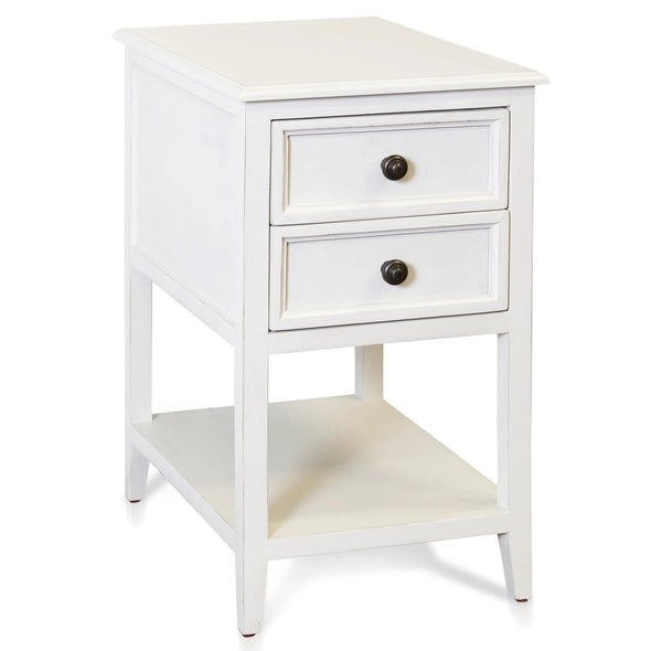 Eggshell 2 Drawer Side Table