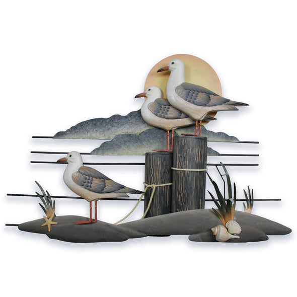 Seagull Trio Wood and Metal Art