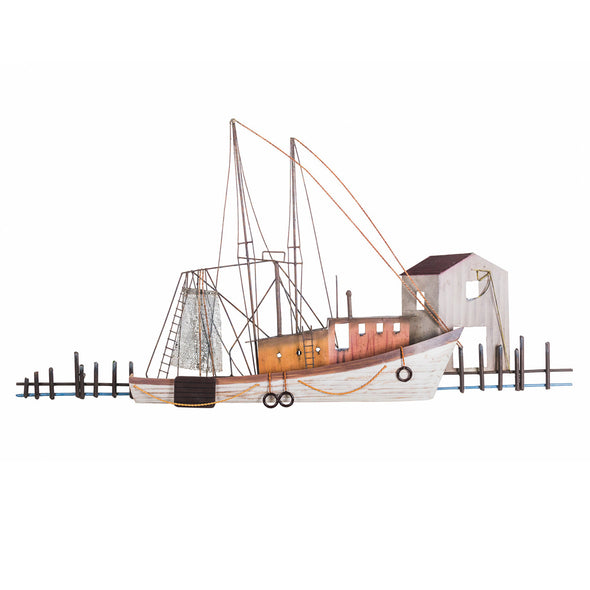 Calabash Shrimper Wood and Metal Art