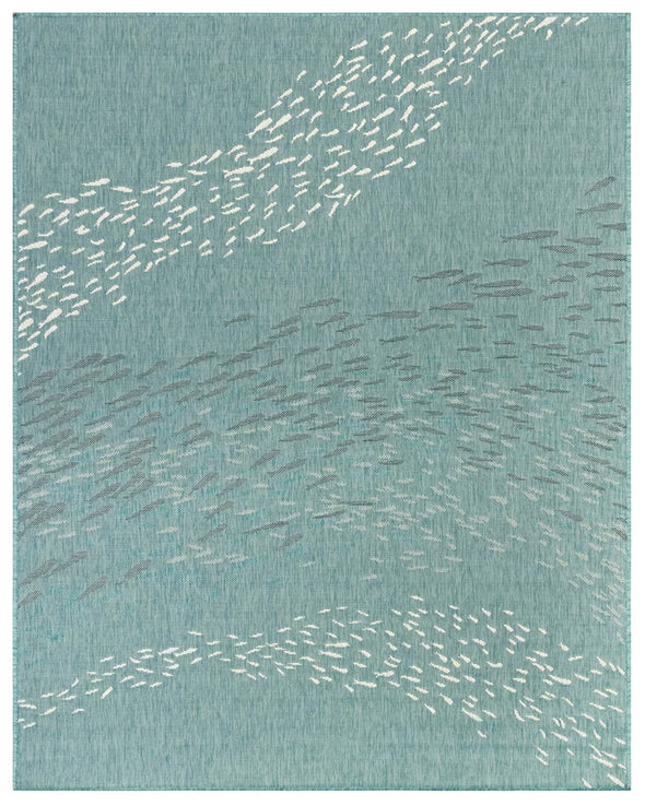 3.3 x 4.11 Aqua School of Fish Indoor / Outdoor Rug