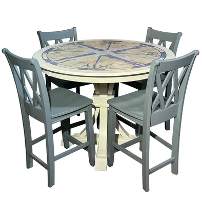 Compass Rose Gathering Table With Four Counter Height Chairs