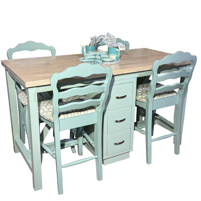 Kitchen Work Center With Four Stools